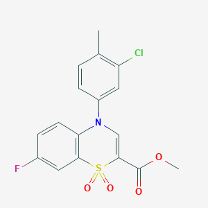 molecular formula C17H13ClFNO4S B2812895 methyl 4-(3-chloro-4-methylphenyl)-7-fluoro-4H-1,4-benzothiazine-2-carboxylate 1,1-dioxide CAS No. 1291831-99-6