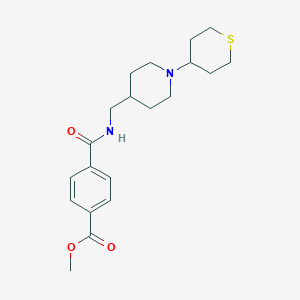 molecular formula C20H28N2O3S B2812897 methyl 4-(((1-(tetrahydro-2H-thiopyran-4-yl)piperidin-4-yl)methyl)carbamoyl)benzoate CAS No. 2034617-44-0
