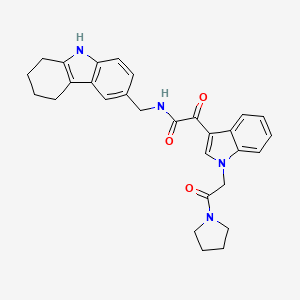 2-oxo-2-(1-(2-oxo-2-(pyrrolidin-1-yl)ethyl)-1H-indol-3-yl)-N-((2,3,4,9-tetrahydro-1H-carbazol-6-yl)methyl)acetamide