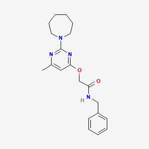 molecular formula C20H26N4O2 B2812910 2-((2-(azepan-1-yl)-6-methylpyrimidin-4-yl)oxy)-N-benzylacetamide CAS No. 1226442-61-0
