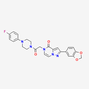 molecular formula C25H22FN5O4 B2812917 2-(1,3-苯并二噁嗪-5-基)-5-{2-[4-(4-氟苯基)哌嗪-1-基]-2-氧代乙基}吡唑并[1,5-a]嘧啶-4(5H)-酮 CAS No. 1190009-20-1