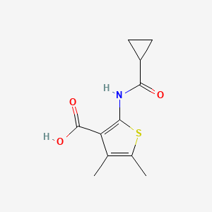 molecular formula C11H13NO3S B2812920 2-[(Cyclopropylcarbonyl)amino]-4,5-dimethylthiophene-3-carboxylic acid CAS No. 852933-11-0
