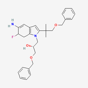 molecular formula C29H35FN2O3 B2812921 (2R)-1-(5-Amino-2-(1-(benzyloxy)-2-methylpropan-2-yl)-6-fluoro-6,7-dihydro-1H-indol-1-yl)-3-(benzyloxy)propan-2-ol CAS No. 1957130-65-2