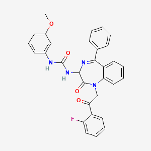 molecular formula C31H25FN4O4 B2812923 3-{1-[2-(2-fluorophenyl)-2-oxoethyl]-2-oxo-5-phenyl-2,3-dihydro-1H-1,4-benzodiazepin-3-yl}-1-(3-methoxyphenyl)urea CAS No. 1796890-46-4