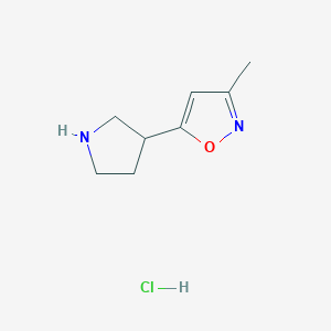 molecular formula C8H13ClN2O B2812928 3-Methyl-5-pyrrolidin-3-yl-1,2-oxazole;hydrochloride CAS No. 2247105-87-7