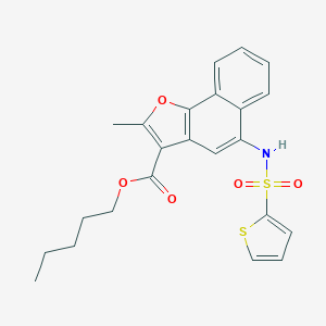 molecular formula C23H23NO5S2 B281293 PENTYL 2-METHYL-5-(THIOPHENE-2-SULFONAMIDO)NAPHTHO[1,2-B]FURAN-3-CARBOXYLATE 