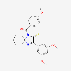 molecular formula C24H26N2O4S B2812930 3-(3,5-Dimethoxyphenyl)-1-(4-methoxybenzoyl)-1,4-diazaspiro[4.5]dec-3-ene-2-thione CAS No. 899917-59-0