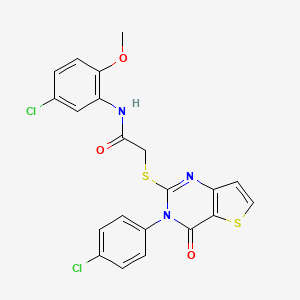 molecular formula C21H15Cl2N3O3S2 B2812944 N-(5-chloro-2-methoxyphenyl)-2-{[3-(4-chlorophenyl)-4-oxo-3H,4H-thieno[3,2-d]pyrimidin-2-yl]sulfanyl}acetamide CAS No. 894242-39-8