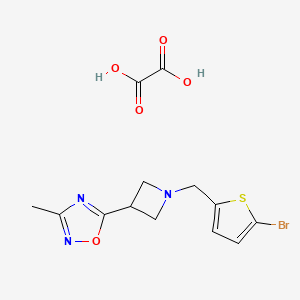 molecular formula C13H14BrN3O5S B2812945 5-(1-((5-Bromothiophen-2-yl)methyl)azetidin-3-yl)-3-methyl-1,2,4-oxadiazole oxalate CAS No. 1396717-05-7