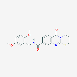 molecular formula C21H21N3O4S B2812958 N-(2,5-dimethoxybenzyl)-6-oxo-2,3,4,6-tetrahydro-[1,3]thiazino[2,3-b]quinazoline-9-carboxamide CAS No. 1251603-88-9