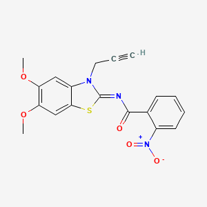molecular formula C19H15N3O5S B2812966 N-(5,6-dimethoxy-3-prop-2-ynyl-1,3-benzothiazol-2-ylidene)-2-nitrobenzamide CAS No. 895438-15-0