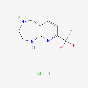 molecular formula C9H11ClF3N3 B2812967 8-(Trifluoromethyl)-2,3,4,5-tetrahydro-1H-pyrido[2,3-e][1,4]diazepine HCl CAS No. 2007919-98-2