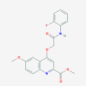 B2812970 N-(3-methoxybenzyl)-2-({3-[(2-methylphenyl)thio]pyrazin-2-yl}thio)acetamide CAS No. 1358310-27-6