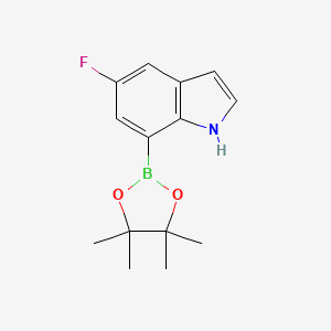 molecular formula C14H17BFNO2 B2812973 5-Fluoro-7-(4,4,5,5-tetramethyl-1,3,2-dioxaborolan-2-yl)-1H-indole CAS No. 2409500-77-0