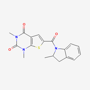 molecular formula C18H17N3O3S B2812976 1,3-dimethyl-6-(2-methylindoline-1-carbonyl)thieno[2,3-d]pyrimidine-2,4(1H,3H)-dione CAS No. 946257-68-7