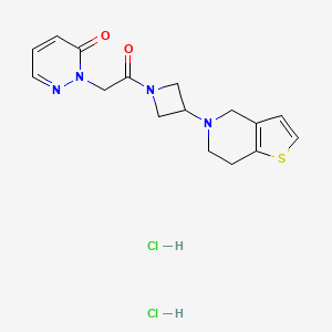 molecular formula C16H20Cl2N4O2S B2812978 2-(2-(3-(6,7-dihydrothieno[3,2-c]pyridin-5(4H)-yl)azetidin-1-yl)-2-oxoethyl)pyridazin-3(2H)-one dihydrochloride CAS No. 2034293-91-7