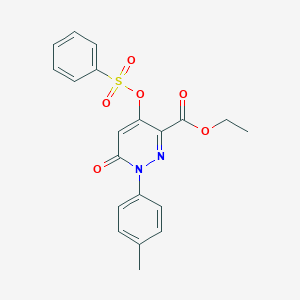 molecular formula C20H18N2O6S B2812979 Ethyl 4-(benzenesulfonyloxy)-1-(4-methylphenyl)-6-oxopyridazine-3-carboxylate CAS No. 886950-54-5