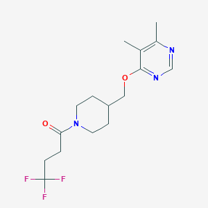 molecular formula C16H22F3N3O2 B2812985 1-(4-(((5,6-Dimethylpyrimidin-4-yl)oxy)methyl)piperidin-1-yl)-4,4,4-trifluorobutan-1-one CAS No. 2320222-46-4
