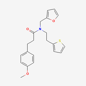 molecular formula C21H23NO3S B2813015 N-(furan-2-ylmethyl)-3-(4-methoxyphenyl)-N-(2-(thiophen-2-yl)ethyl)propanamide CAS No. 1396852-65-5