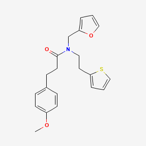 N-(furan-2-ylmethyl)-3-(4-methoxyphenyl)-N-(2-(thiophen-2-yl)ethyl)propanamide