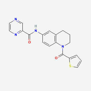 molecular formula C19H16N4O2S B2813020 N-(1-(thiophene-2-carbonyl)-1,2,3,4-tetrahydroquinolin-6-yl)pyrazine-2-carboxamide CAS No. 1206994-63-9