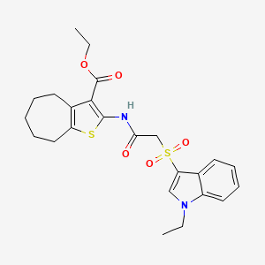 ethyl 2-(2-((1-ethyl-1H-indol-3-yl)sulfonyl)acetamido)-5,6,7,8-tetrahydro-4H-cyclohepta[b]thiophene-3-carboxylate