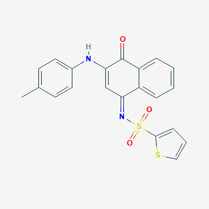 molecular formula C21H16N2O3S2 B281305 N-[(1Z)-3-[(4-METHYLPHENYL)AMINO]-4-OXO-1,4-DIHYDRONAPHTHALEN-1-YLIDENE]THIOPHENE-2-SULFONAMIDE 