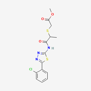 Methyl 2-((1-((5-(2-chlorophenyl)-1,3,4-thiadiazol-2-yl)amino)-1-oxopropan-2-yl)thio)acetate