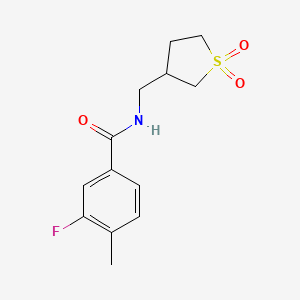 molecular formula C13H16FNO3S B2813069 N-[(1,1-dioxo-1lambda6-thiolan-3-yl)methyl]-3-fluoro-4-methylbenzamide CAS No. 2181496-79-5