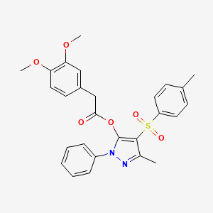 3-methyl-1-phenyl-4-tosyl-1H-pyrazol-5-yl 2-(3,4-dimethoxyphenyl)acetate