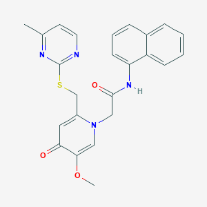 2-(5-methoxy-2-(((4-methylpyrimidin-2-yl)thio)methyl)-4-oxopyridin-1(4H)-yl)-N-(naphthalen-1-yl)acetamide
