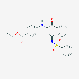 molecular formula C25H20N2O5S B281309 ETHYL 4-{[(4Z)-4-[(BENZENESULFONYL)IMINO]-1-OXO-1,4-DIHYDRONAPHTHALEN-2-YL]AMINO}BENZOATE 