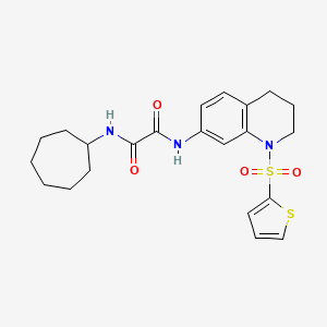 molecular formula C22H27N3O4S2 B2813091 N'-cycloheptyl-N-[1-(thiophene-2-sulfonyl)-1,2,3,4-tetrahydroquinolin-7-yl]ethanediamide CAS No. 898414-15-8