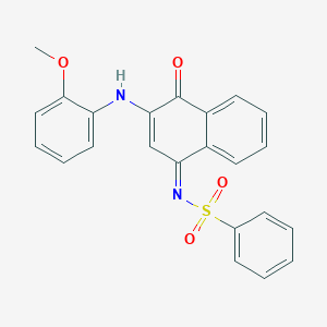molecular formula C23H18N2O4S B281310 N-[(1Z)-3-[(2-METHOXYPHENYL)AMINO]-4-OXO-1,4-DIHYDRONAPHTHALEN-1-YLIDENE]BENZENESULFONAMIDE 