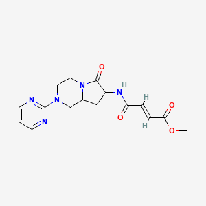 molecular formula C16H19N5O4 B2813102 Methyl (E)-4-oxo-4-[(6-oxo-2-pyrimidin-2-yl-1,3,4,7,8,8a-hexahydropyrrolo[1,2-a]pyrazin-7-yl)amino]but-2-enoate CAS No. 2411333-33-8