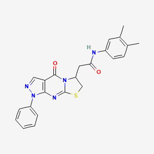 molecular formula C23H21N5O2S B2813104 N-(3,4-dimethylphenyl)-2-(4-oxo-1-phenyl-1,4,6,7-tetrahydropyrazolo[3,4-d]thiazolo[3,2-a]pyrimidin-6-yl)acetamide CAS No. 941994-23-6