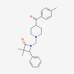 molecular formula C25H30N2O2 B2813112 3,3-Dimethyl-1-{[4-(4-methylbenzoyl)piperidin-1-yl]methyl}-4-phenylazetidin-2-one CAS No. 1376290-80-0