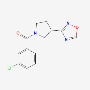 molecular formula C13H12ClN3O2 B2813125 (3-(1,2,4-Oxadiazol-3-yl)pyrrolidin-1-yl)(3-chlorophenyl)methanone CAS No. 2034551-28-3