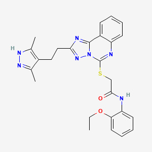 molecular formula C26H27N7O2S B2813133 2-({2-[2-(3,5-dimethyl-1H-pyrazol-4-yl)ethyl]-[1,2,4]triazolo[1,5-c]quinazolin-5-yl}sulfanyl)-N-(2-ethoxyphenyl)acetamide CAS No. 896699-80-2