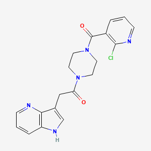 molecular formula C19H18ClN5O2 B2813137 1-[4-(2-Chloropyridine-3-carbonyl)piperazin-1-yl]-2-(1H-pyrrolo[3,2-b]pyridin-3-yl)ethanone CAS No. 2411269-82-2