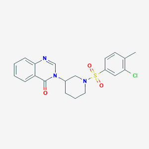 molecular formula C20H20ClN3O3S B2813152 3-(1-((3-chloro-4-methylphenyl)sulfonyl)piperidin-3-yl)quinazolin-4(3H)-one CAS No. 2034463-31-3