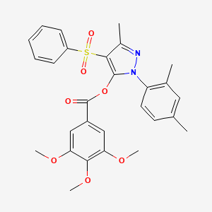 1-(2,4-dimethylphenyl)-3-methyl-4-(phenylsulfonyl)-1H-pyrazol-5-yl 3,4,5-trimethoxybenzoate