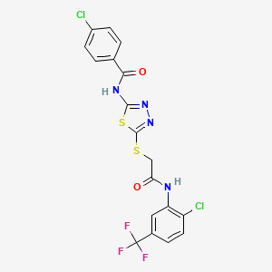 4-chloro-N-[5-[2-[2-chloro-5-(trifluoromethyl)anilino]-2-oxoethyl]sulfanyl-1,3,4-thiadiazol-2-yl]benzamide