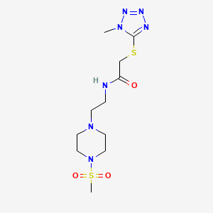 2-((1-methyl-1H-tetrazol-5-yl)thio)-N-(2-(4-(methylsulfonyl)piperazin-1-yl)ethyl)acetamide