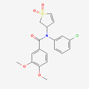 molecular formula C19H18ClNO5S B2813166 N-(3-CHLOROPHENYL)-N-(1,1-DIOXIDO-2,3-DIHYDRO-3-THIOPHENYL)-3,4-DIMETHOXYBENZAMIDE CAS No. 863007-76-5