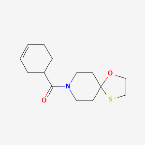 molecular formula C14H21NO2S B2813170 Cyclohex-3-en-1-yl(1-oxa-4-thia-8-azaspiro[4.5]decan-8-yl)methanone CAS No. 1396706-71-0