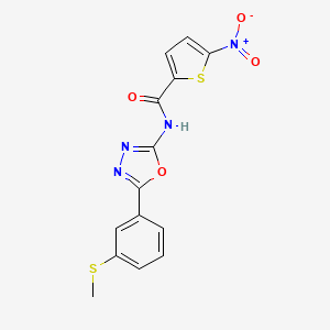 molecular formula C14H10N4O4S2 B2813174 N-{5-[3-(methylsulfanyl)phenyl]-1,3,4-oxadiazol-2-yl}-5-nitrothiophene-2-carboxamide CAS No. 886913-06-0