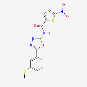 molecular formula C14H10N4O4S2 B2813174 N-(5-(3-(methylthio)phenyl)-1,3,4-oxadiazol-2-yl)-5-nitrothiophene-2-carboxamide CAS No. 886913-06-0