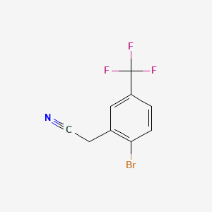 molecular formula C9H5BrF3N B2813177 2-(2-Bromo-5-(trifluoromethyl)phenyl)acetonitrile CAS No. 732306-26-2; 875664-34-9