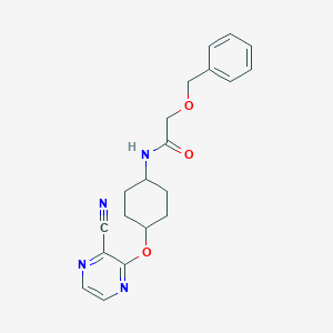 molecular formula C20H22N4O3 B2813179 2-(benzyloxy)-N-((1r,4r)-4-((3-cyanopyrazin-2-yl)oxy)cyclohexyl)acetamide CAS No. 2034399-11-4